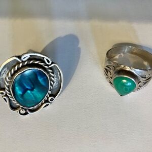 Vtg Rings - Stones set in silver - SZ 8.5